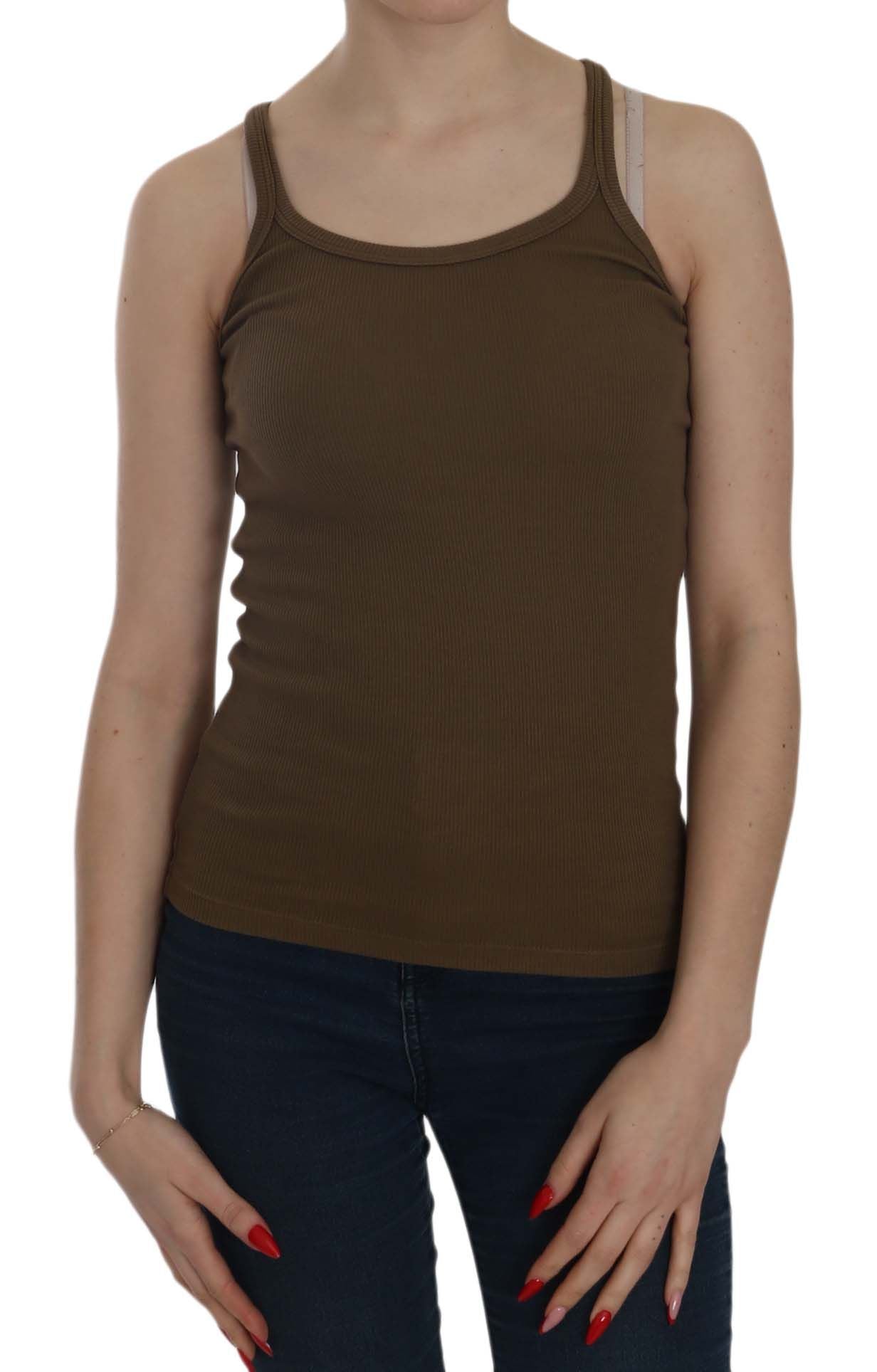 PINK MEMORIES Brown Sleeveless Spaghetti Strap Blouse Top $254.00 PINK MEMORIES Luzworld