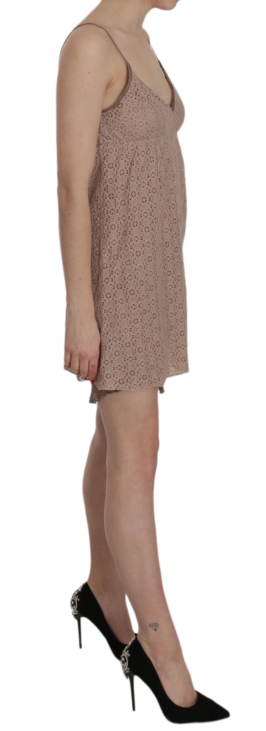 PINK MEMORIES Beige Spaghetti Strap A-line Mini Cotton Dress $548.00 PINK MEMORIES Luzworld