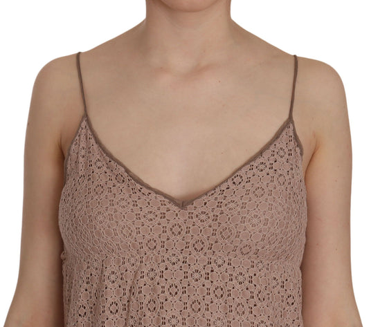 PINK MEMORIES Beige Spaghetti Strap A-line Mini Cotton Dress $548.00 PINK MEMORIES Luzworld