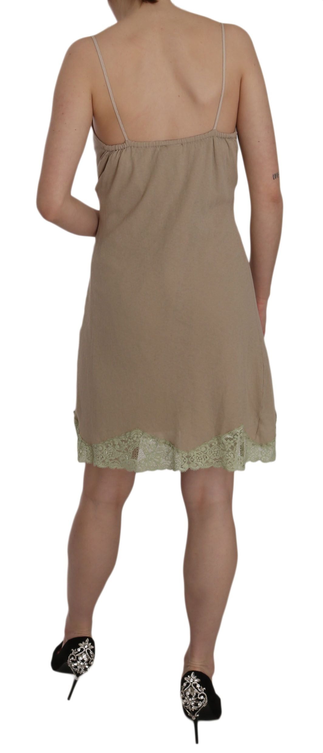 PINK MEMORIES Beige Lace Spaghetti Strap Mini Cotton Dress $548.00 PINK MEMORIES Luzworld