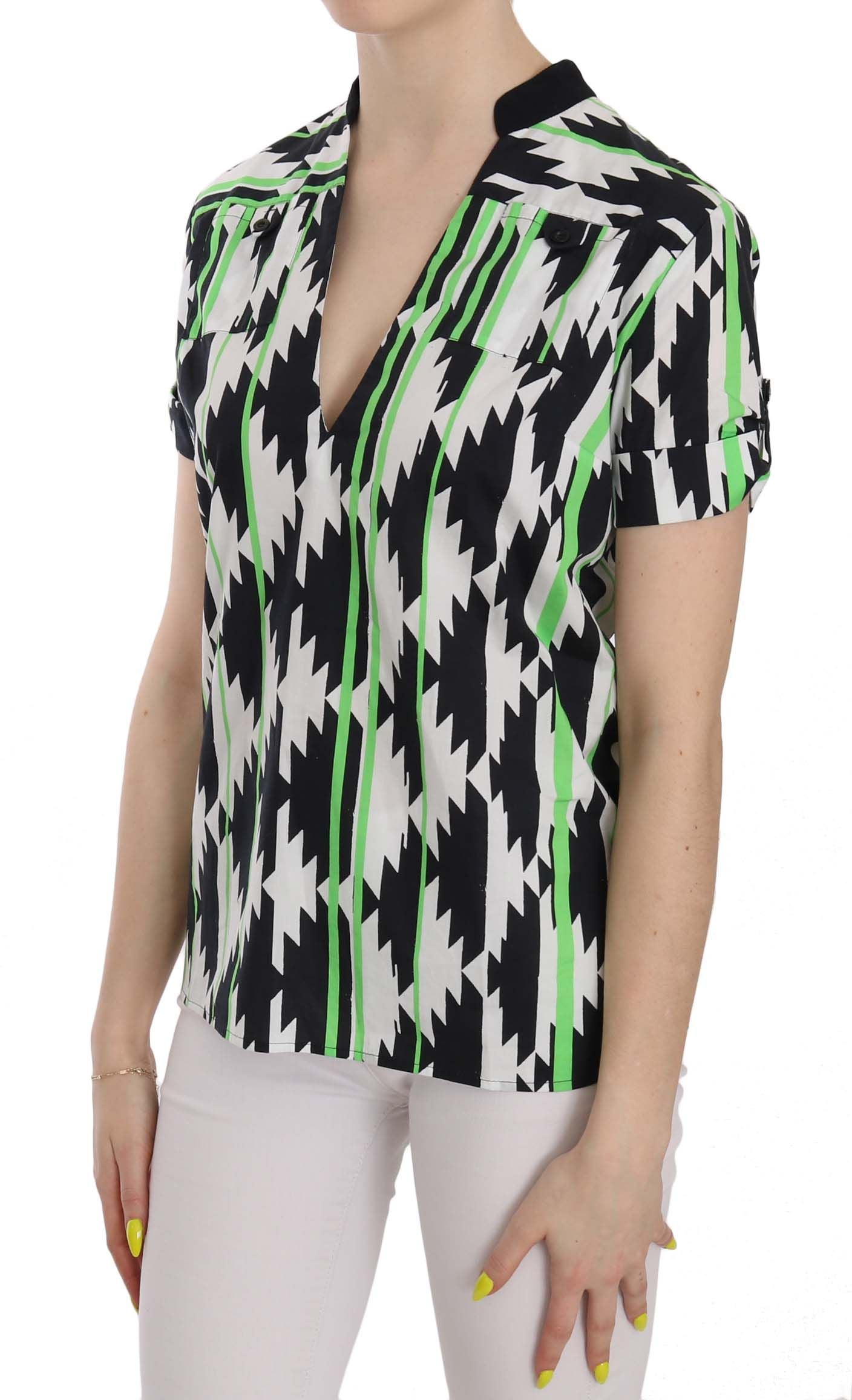 Costume National Multi Color Plunging Top Blouse $246.00 Costume National Luzworld