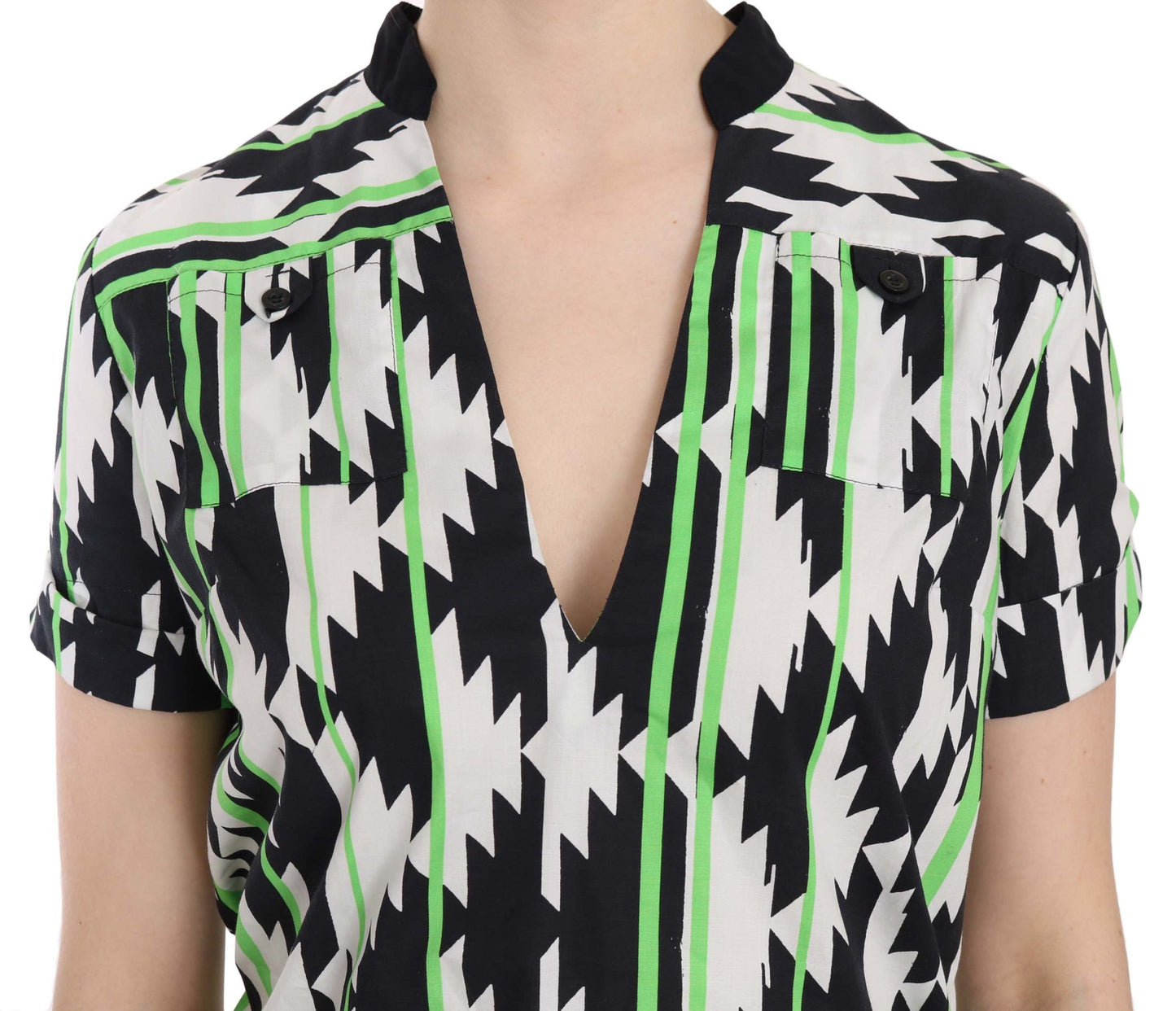 Costume National Multi Color Plunging Top Blouse $246.00 Costume National Luzworld