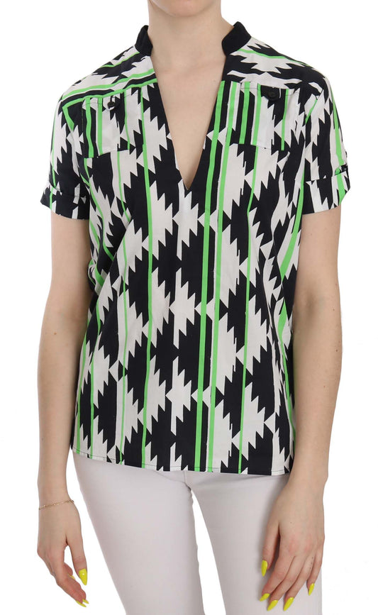 Costume National Multi Color Plunging Top Blouse $246.00 Costume National Luzworld