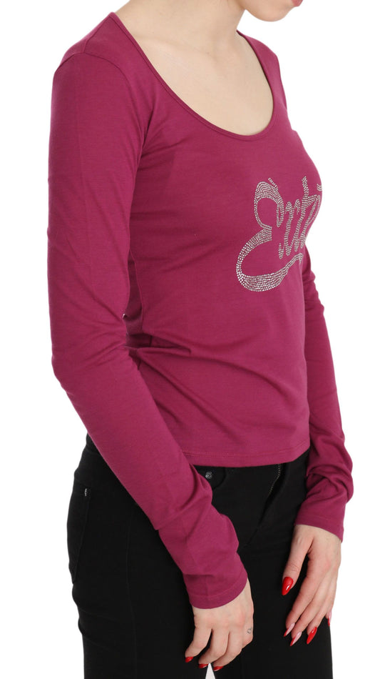 Pink Exte Crystal Embellished Long Sleeve Top $548.00 Exte Luzworld