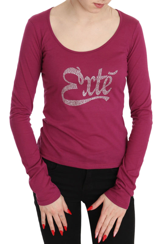 Pink Exte Crystal Embellished Long Sleeve Top $548.00 Exte Luzworld