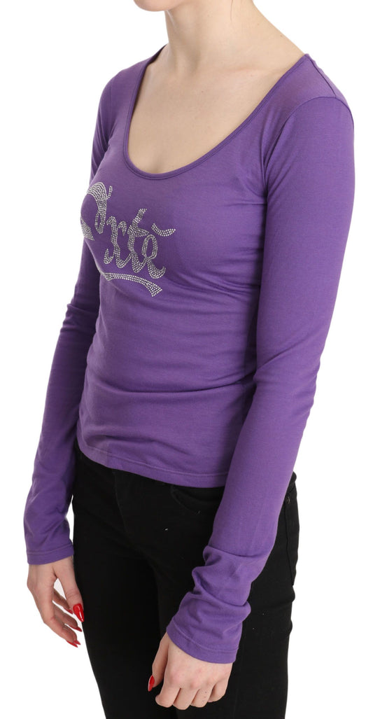 Purple Exte Crystal Embellished Long Sleeve Top Blouse $548.00 Exte Luzworld