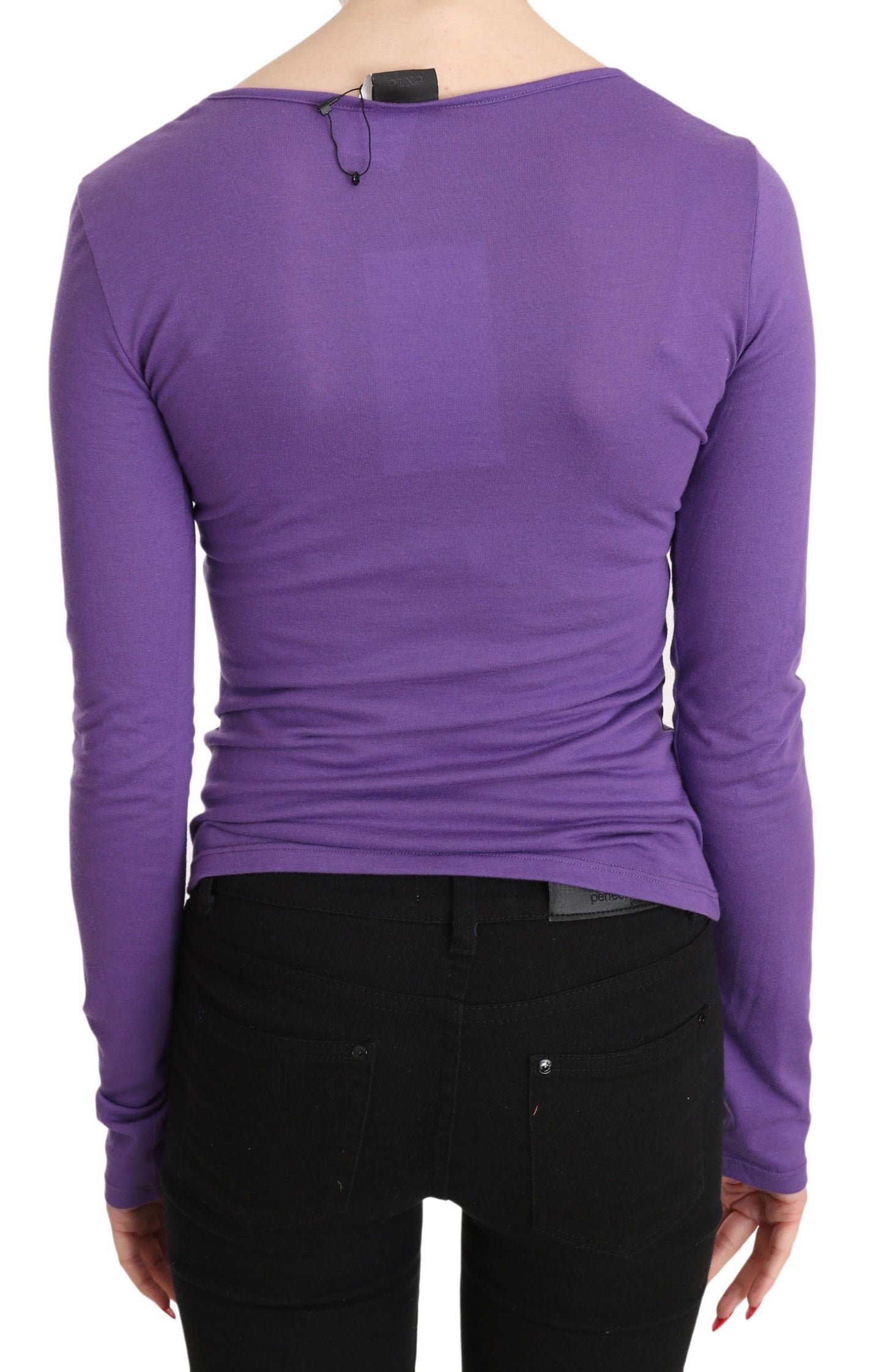 Purple Exte Crystal Embellished Long Sleeve Top Blouse $548.00 Exte Luzworld