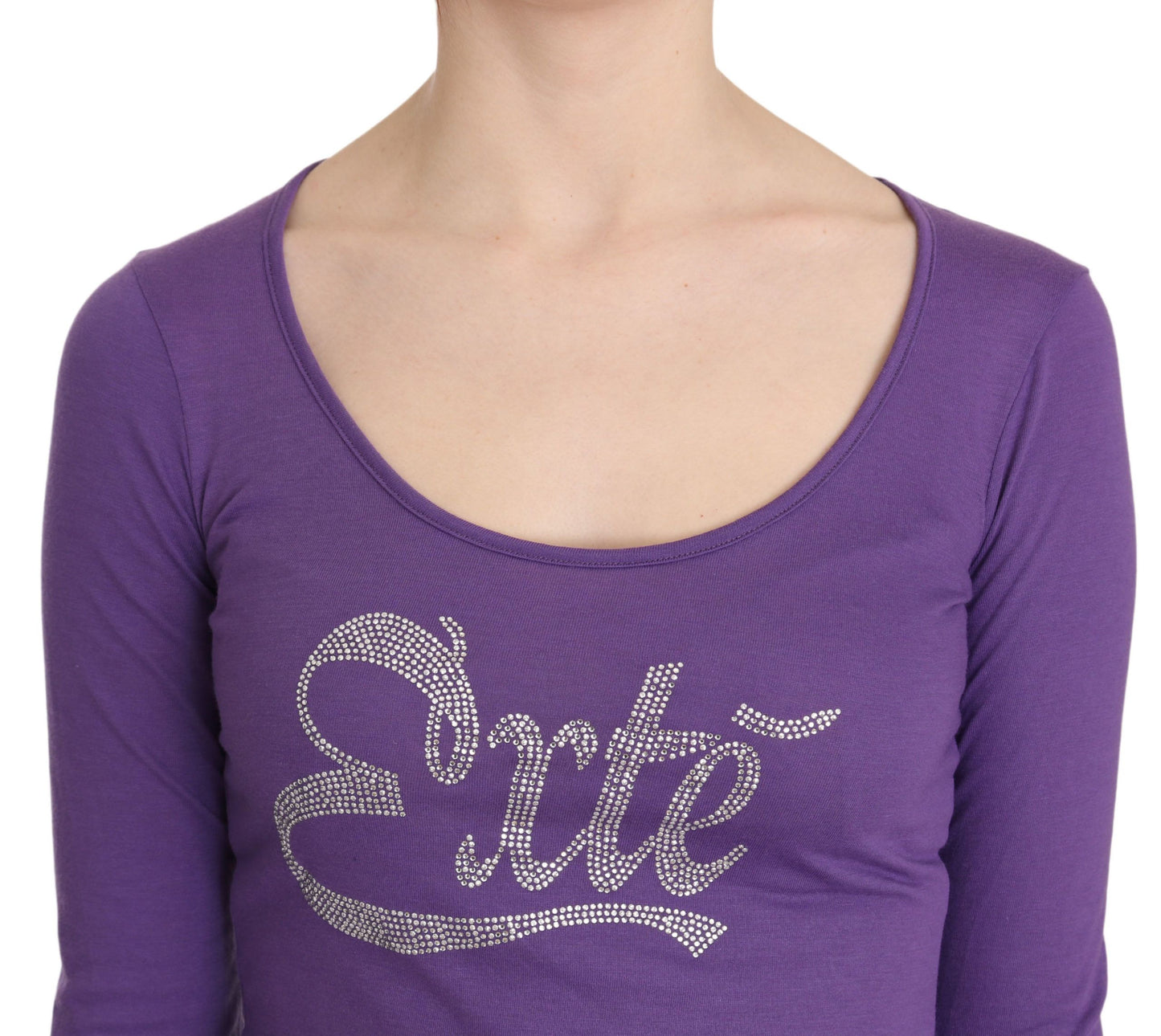 Purple Exte Crystal Embellished Long Sleeve Top Blouse $548.00 Exte Luzworld