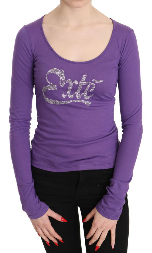 Purple Exte Crystal Embellished Long Sleeve Top Blouse $548.00 Exte Luzworld