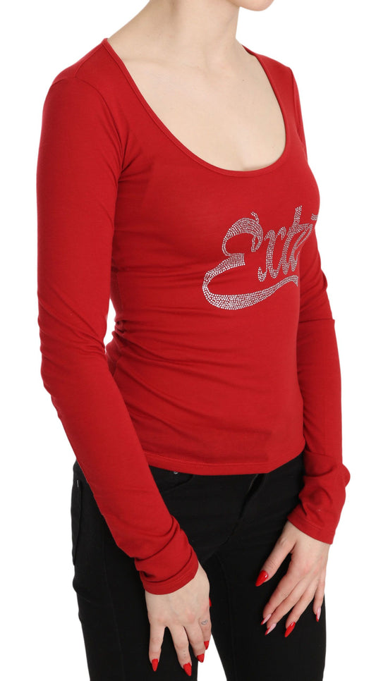 Red Exte Crystal Embellished Long Sleeve Top Blouse $548.00 Exte Luzworld