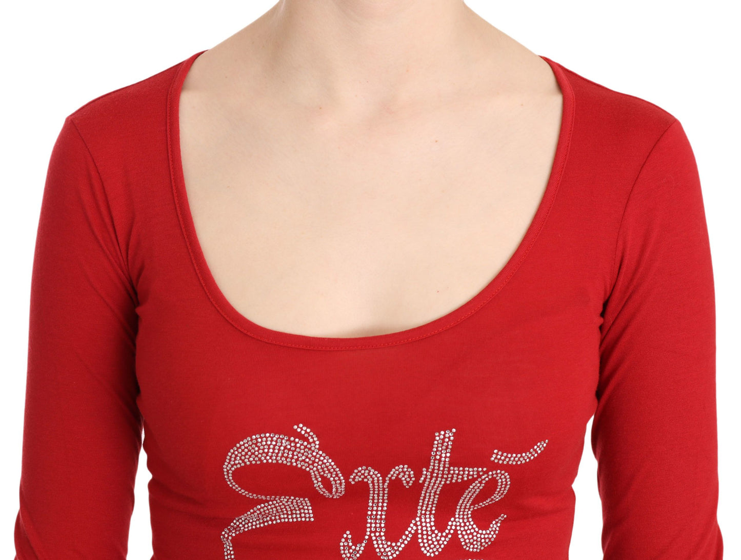 Red Exte Crystal Embellished Long Sleeve Top Blouse $548.00 Exte Luzworld