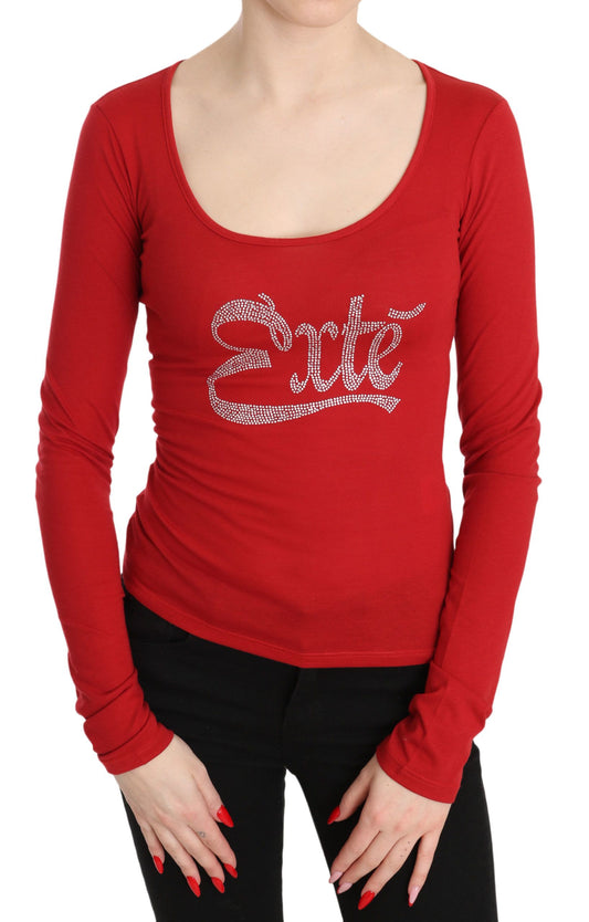 Red Exte Crystal Embellished Long Sleeve Top Blouse $548.00 Exte Luzworld