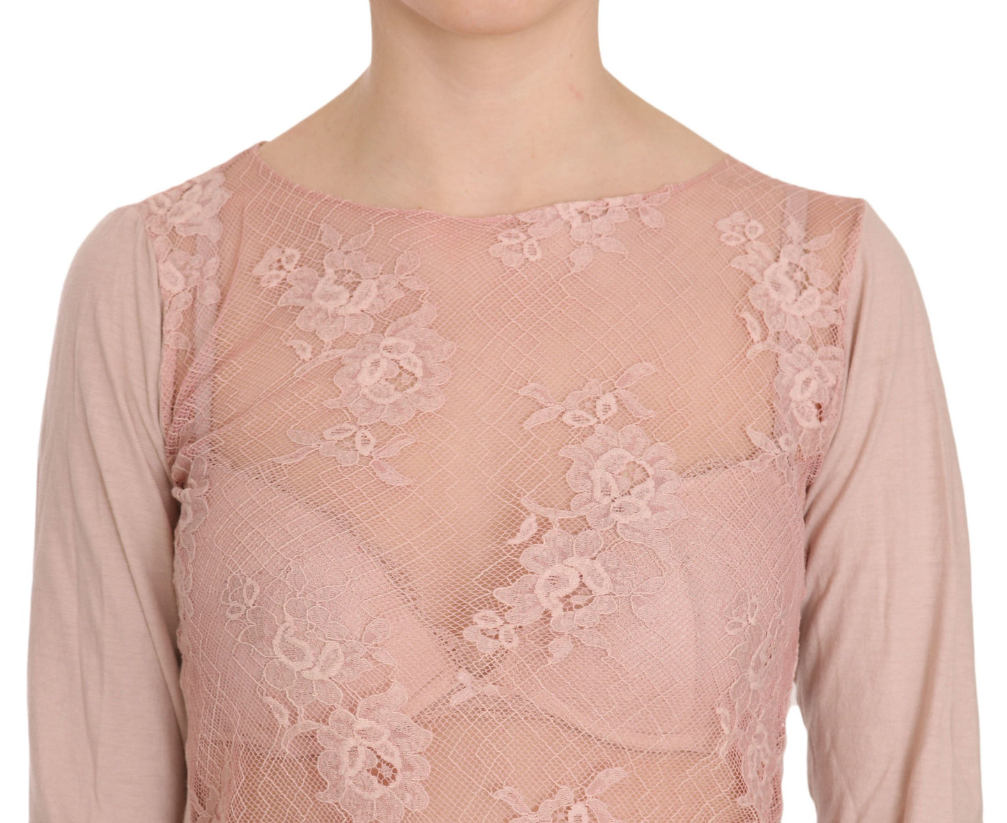 PINK MEMORIES Pink Lace See Through Long Sleeve Top Blouse $548.00 PINK MEMORIES Luzworld