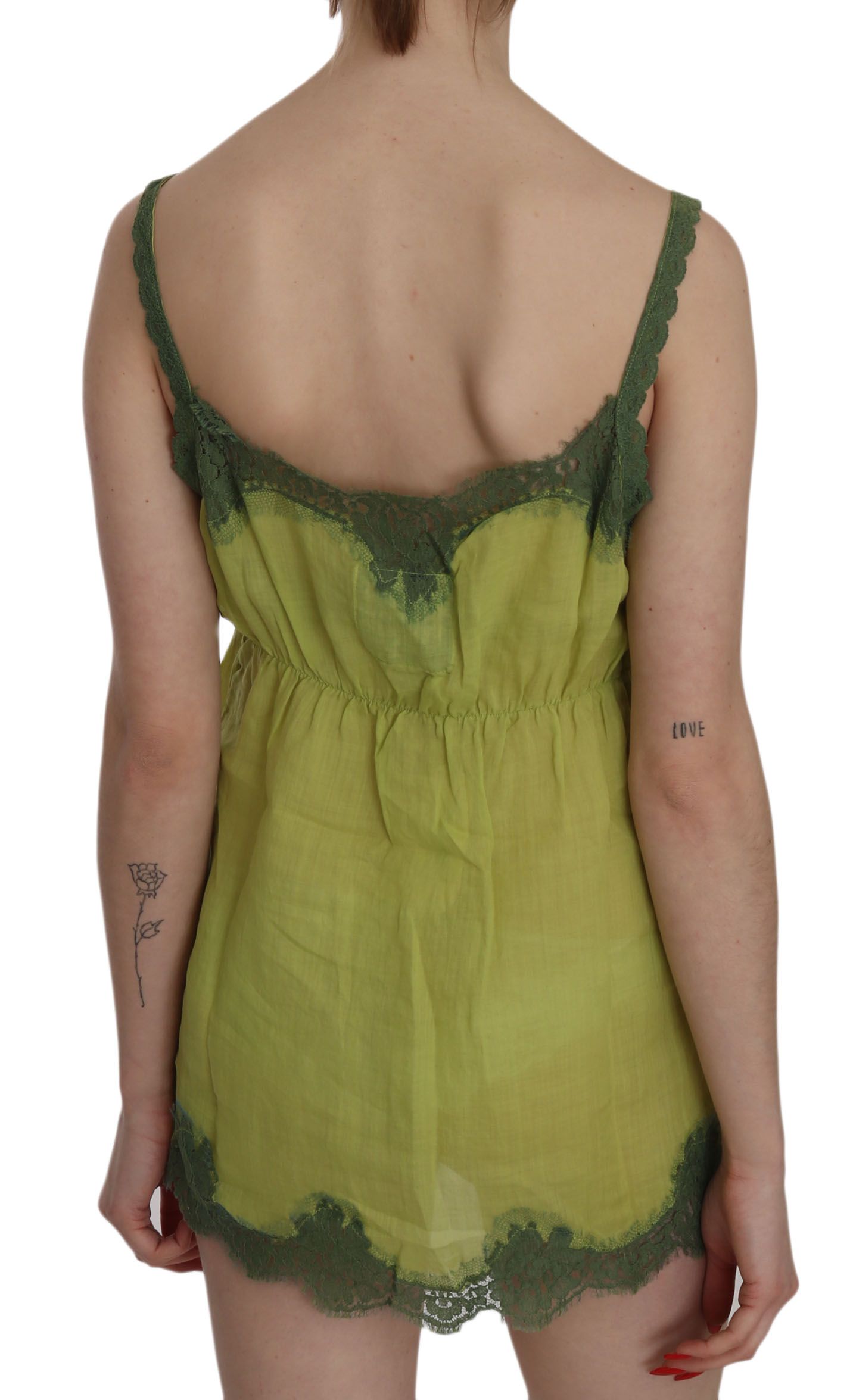 PINK MEMORIES Green Lace Spaghetti Strap Tank Top Blouse $246.00 PINK MEMORIES Luzworld
