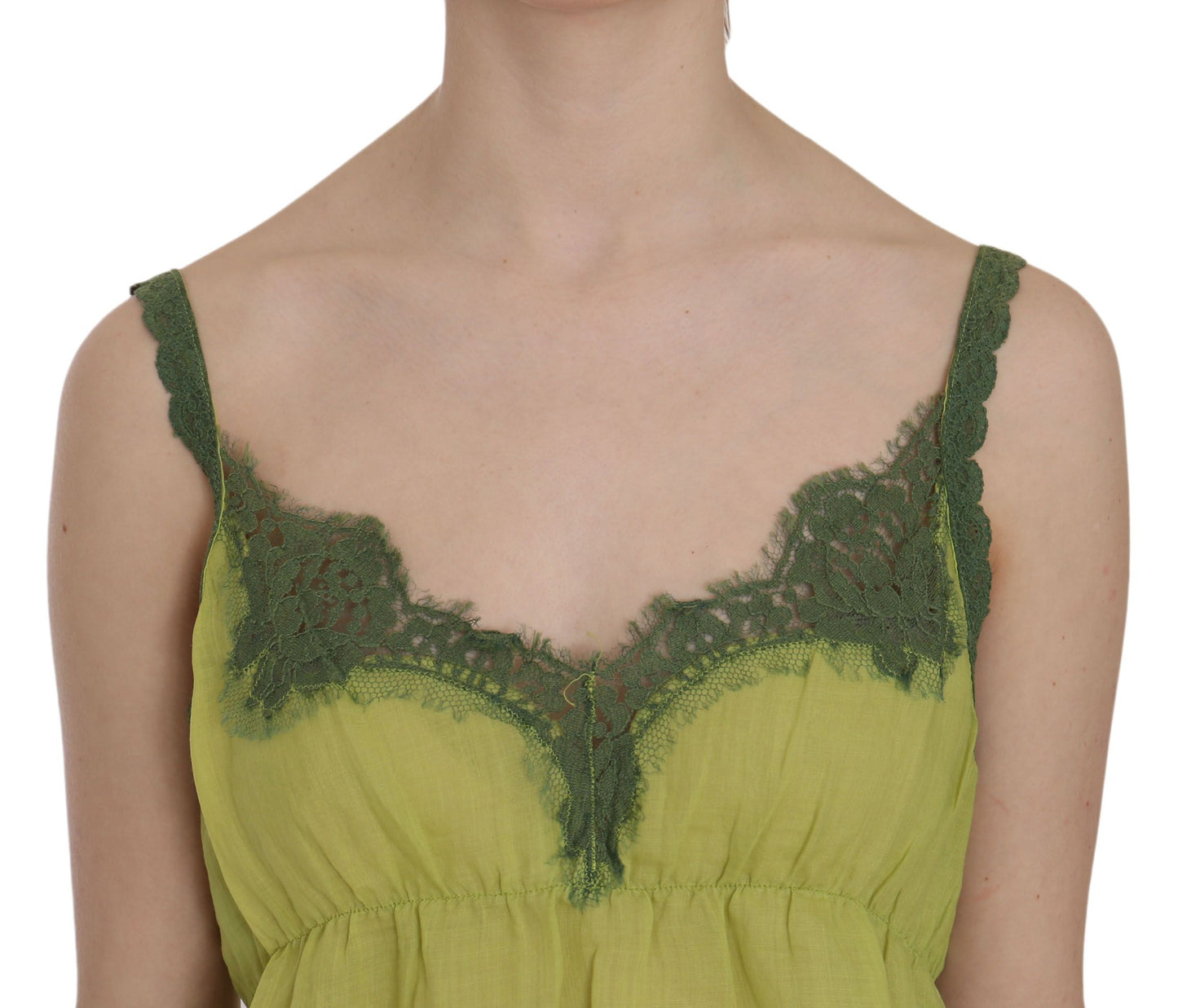 PINK MEMORIES Green Lace Spaghetti Strap Tank Top Blouse $246.00 PINK MEMORIES Luzworld
