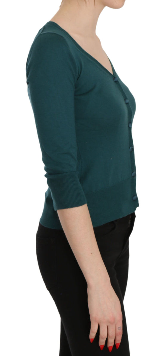 PINK MEMORIES Blue Green Cotton 3/4 Sleeve Cardigan Top Blouse $548.00 PINK MEMORIES Luzworld