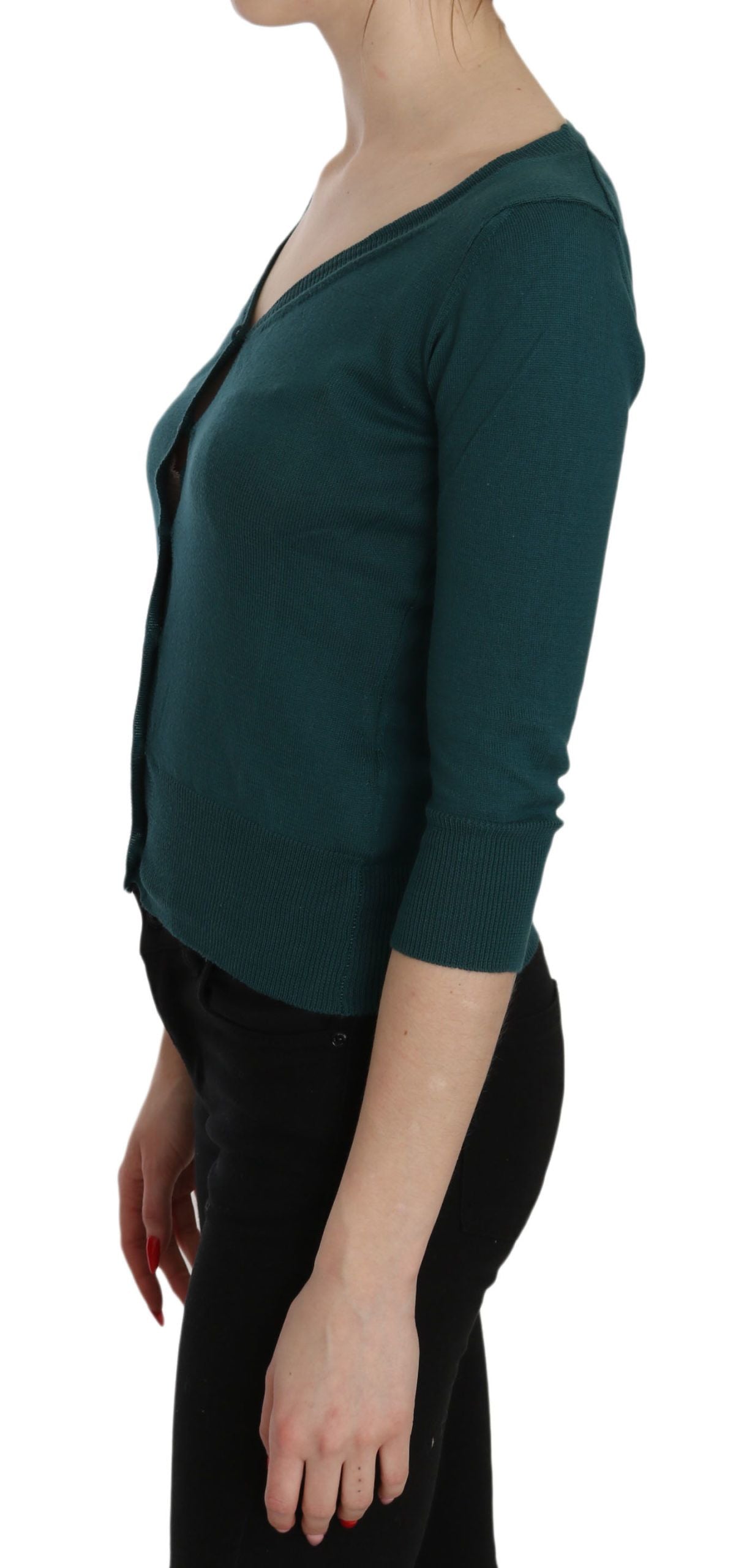 PINK MEMORIES Blue Green Cotton 3/4 Sleeve Cardigan Top Blouse $548.00 PINK MEMORIES Luzworld