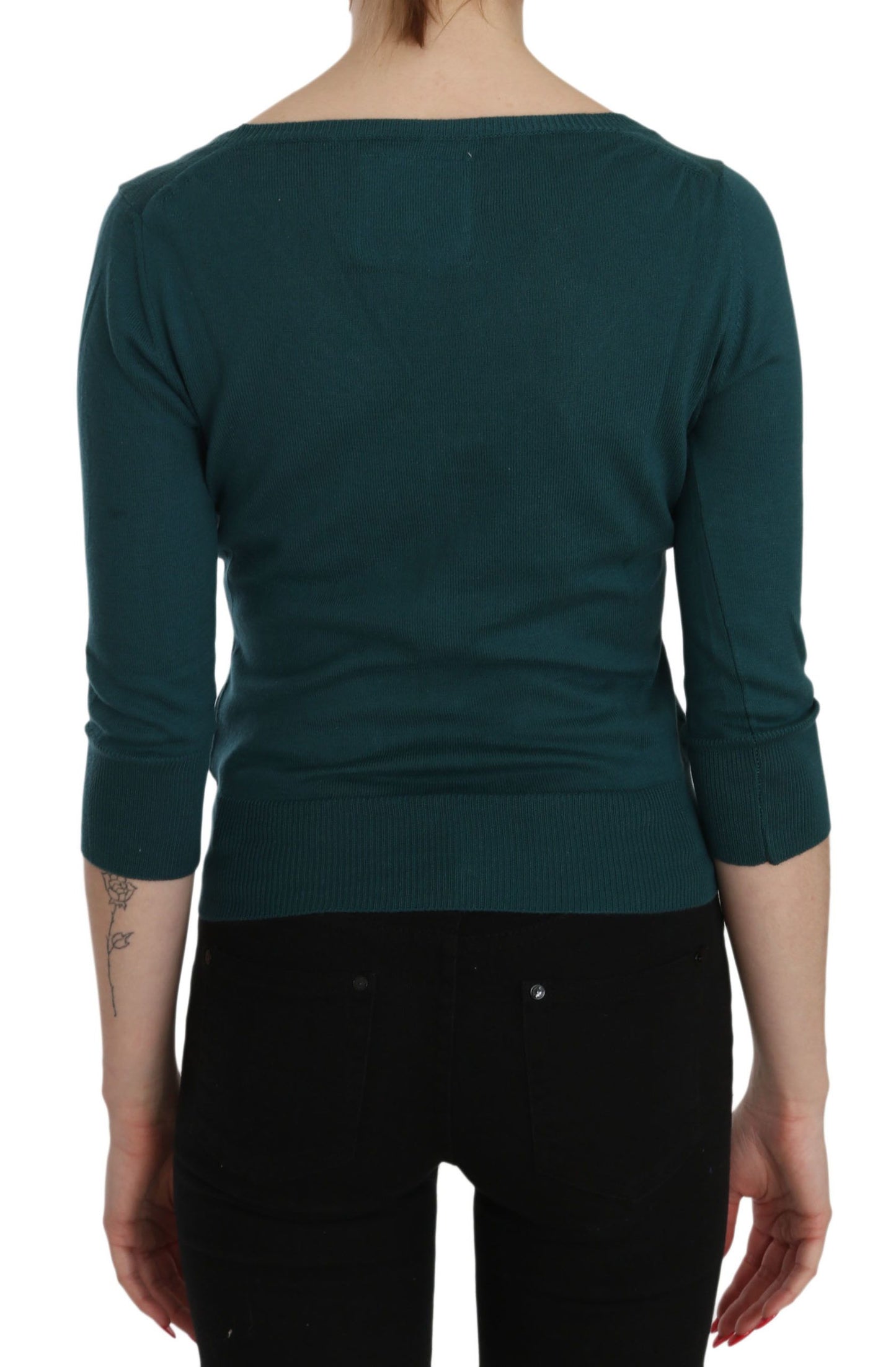 PINK MEMORIES Blue Green Cotton 3/4 Sleeve Cardigan Top Blouse $548.00 PINK MEMORIES Luzworld