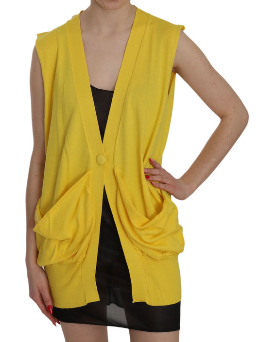 PINK MEMORIES Yellow 100% Cotton Sleeveless Cardigan Top Vest $548.00 PINK MEMORIES Luzworld