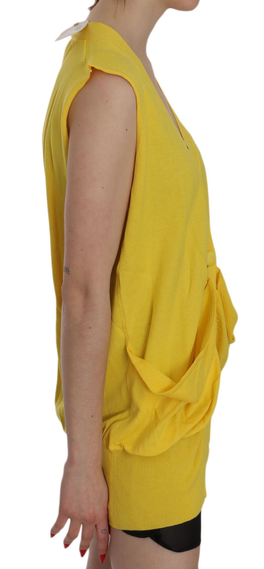PINK MEMORIES Yellow 100% Cotton Sleeveless Cardigan Top Vest $548.00 PINK MEMORIES Luzworld