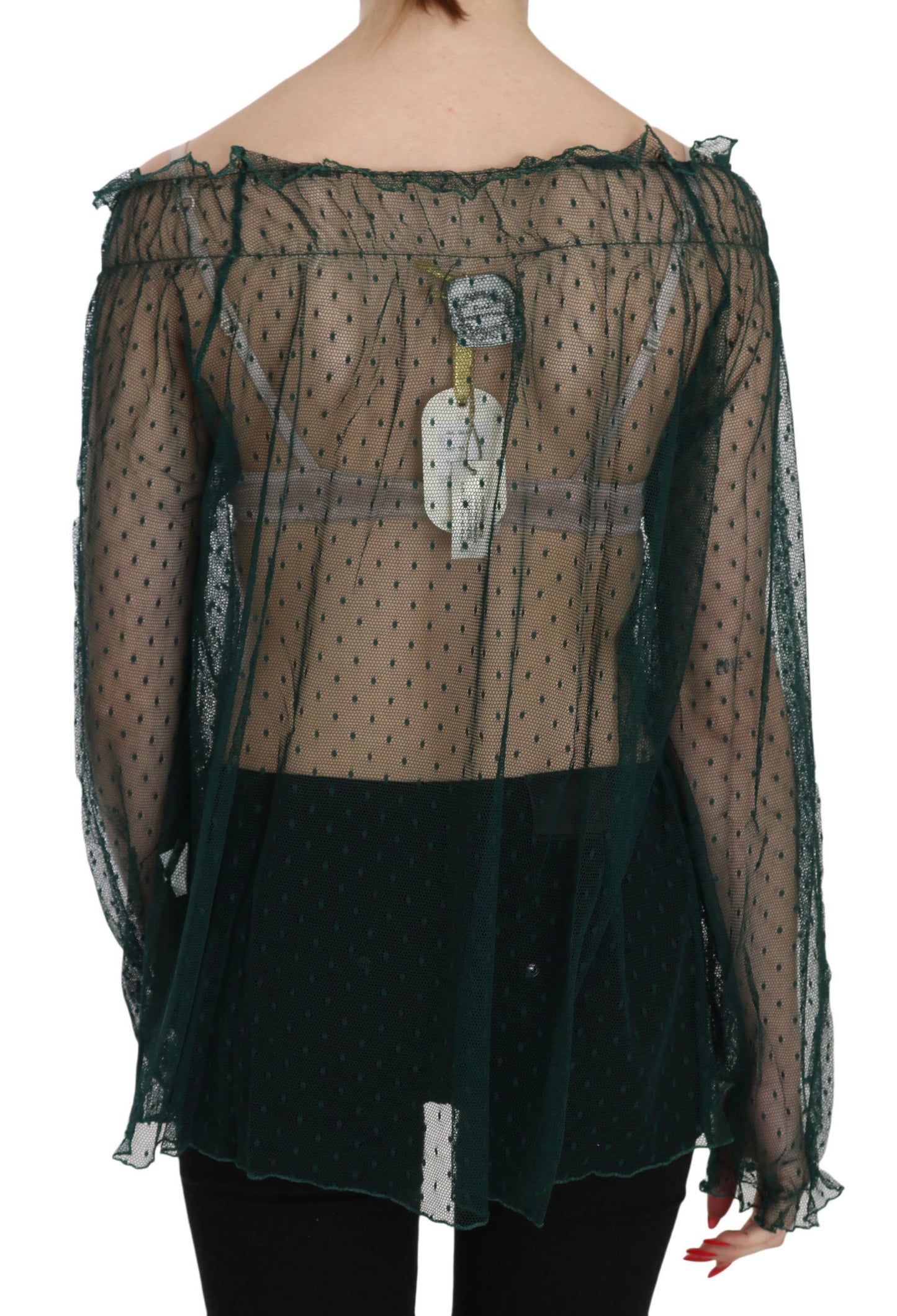 PINK MEMORIES Green Mesh See Through Long Sleeve Top Blouse $246.00 PINK MEMORIES Luzworld