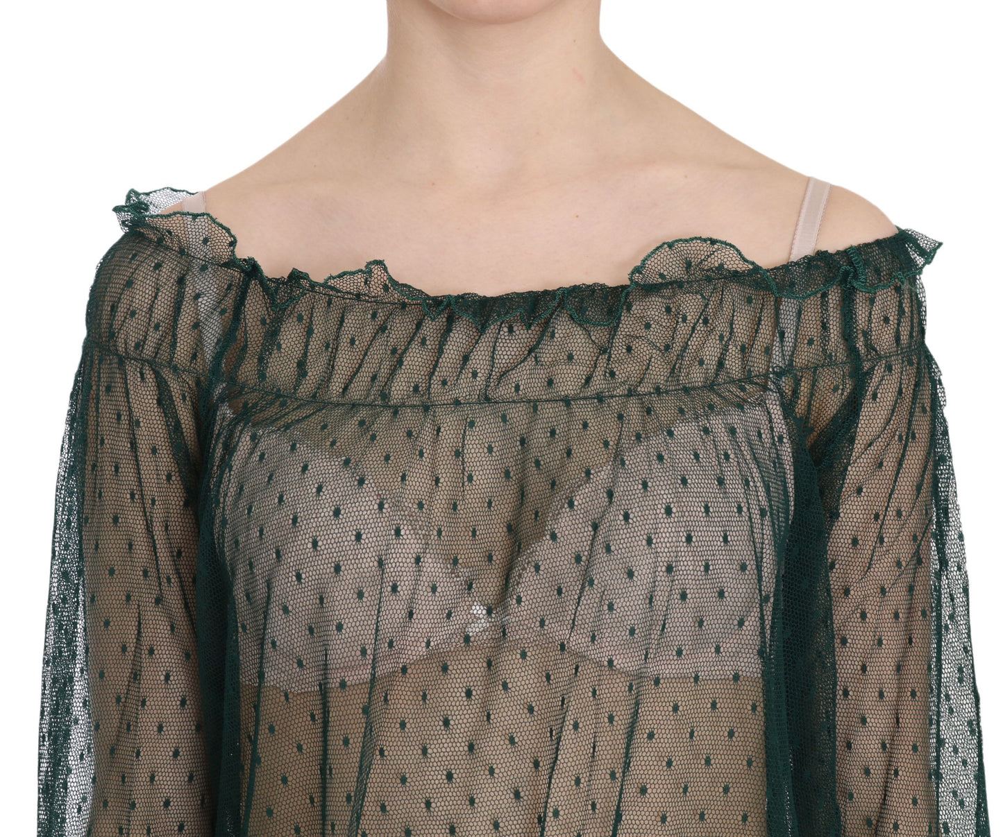 PINK MEMORIES Green Mesh See Through Long Sleeve Top Blouse $246.00 PINK MEMORIES Luzworld