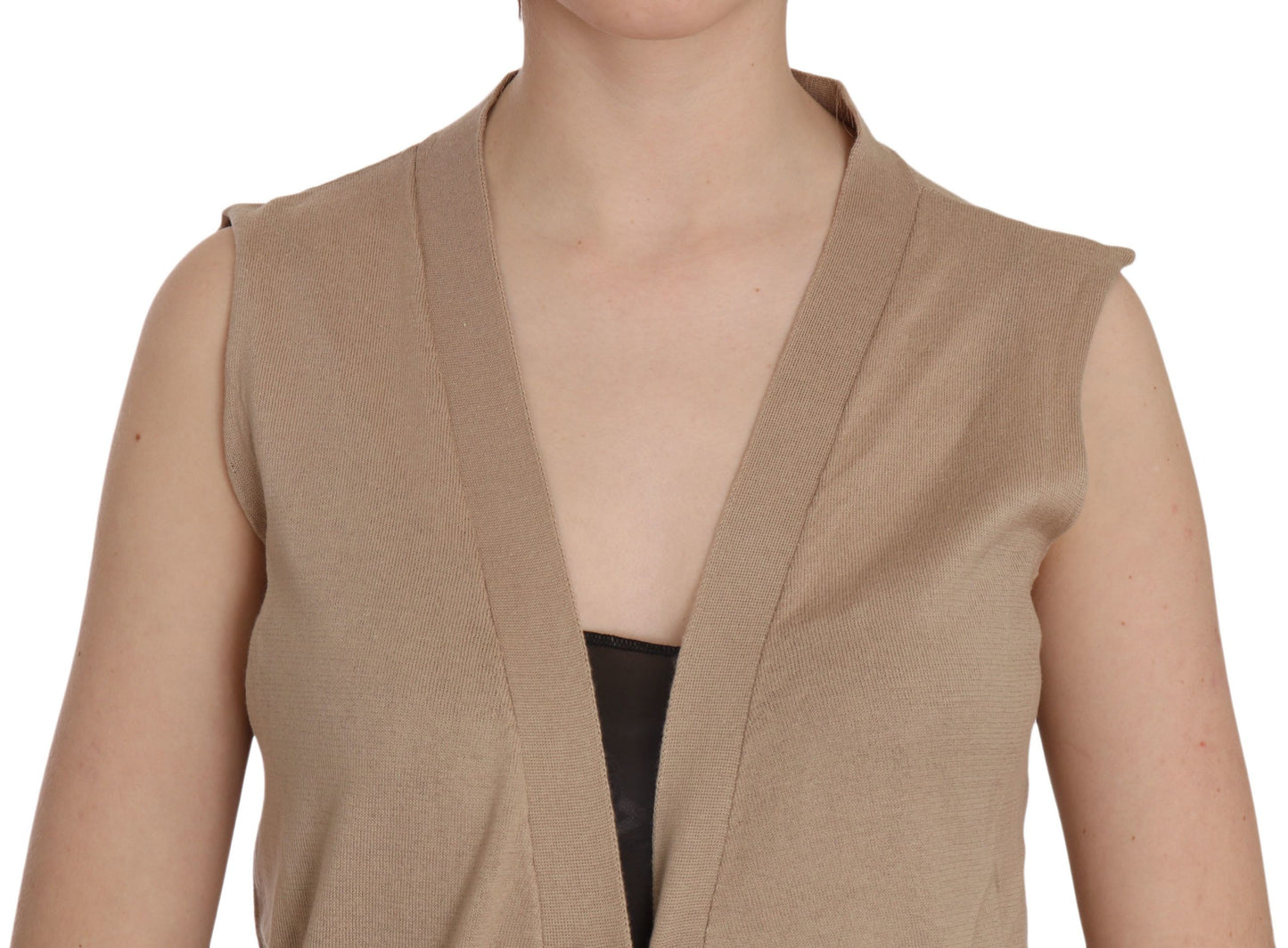 PINK MEMORIES Brown 100% Cotton Sleeveless Cardigan Top Vest $548.00 PINK MEMORIES Luzworld