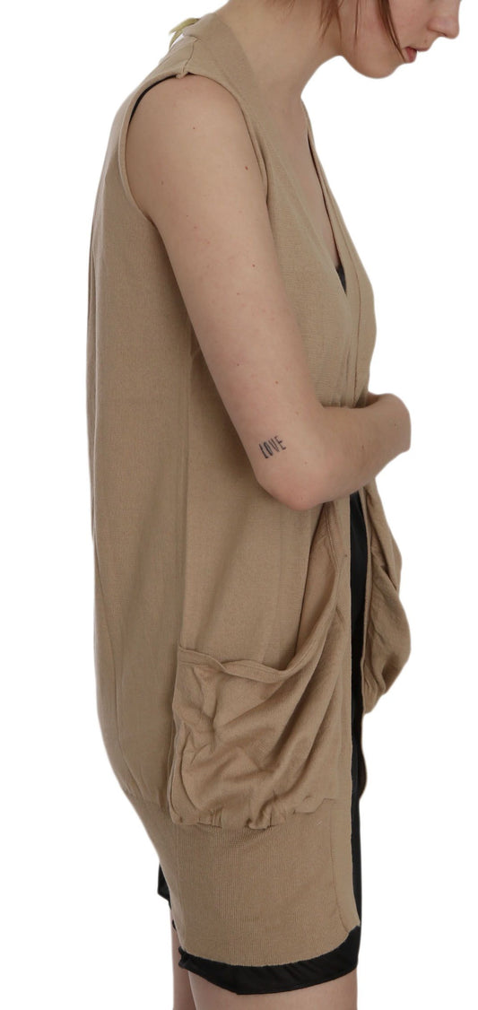 PINK MEMORIES Brown 100% Cotton Sleeveless Cardigan Top Vest $548.00 PINK MEMORIES Luzworld
