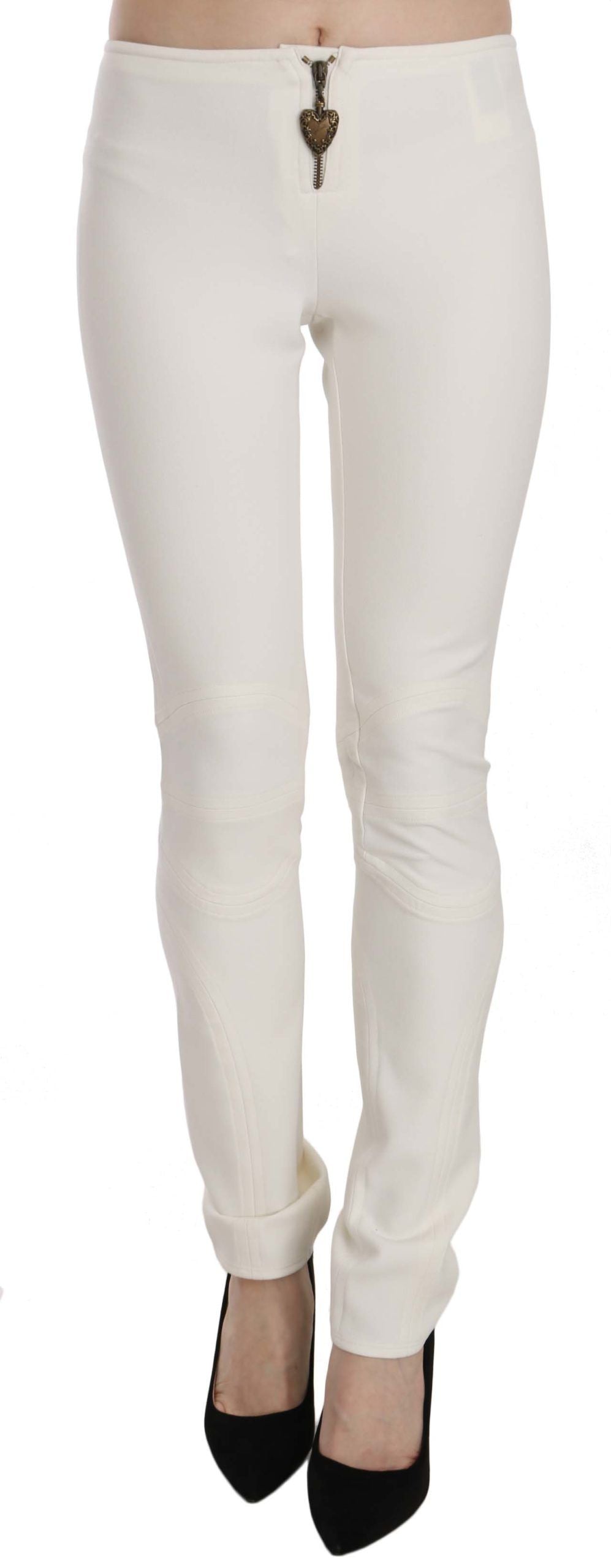 Just Cavalli White Mid Waist Skinny Dress Trousers Pants $548.00 Just Cavalli Luzworld