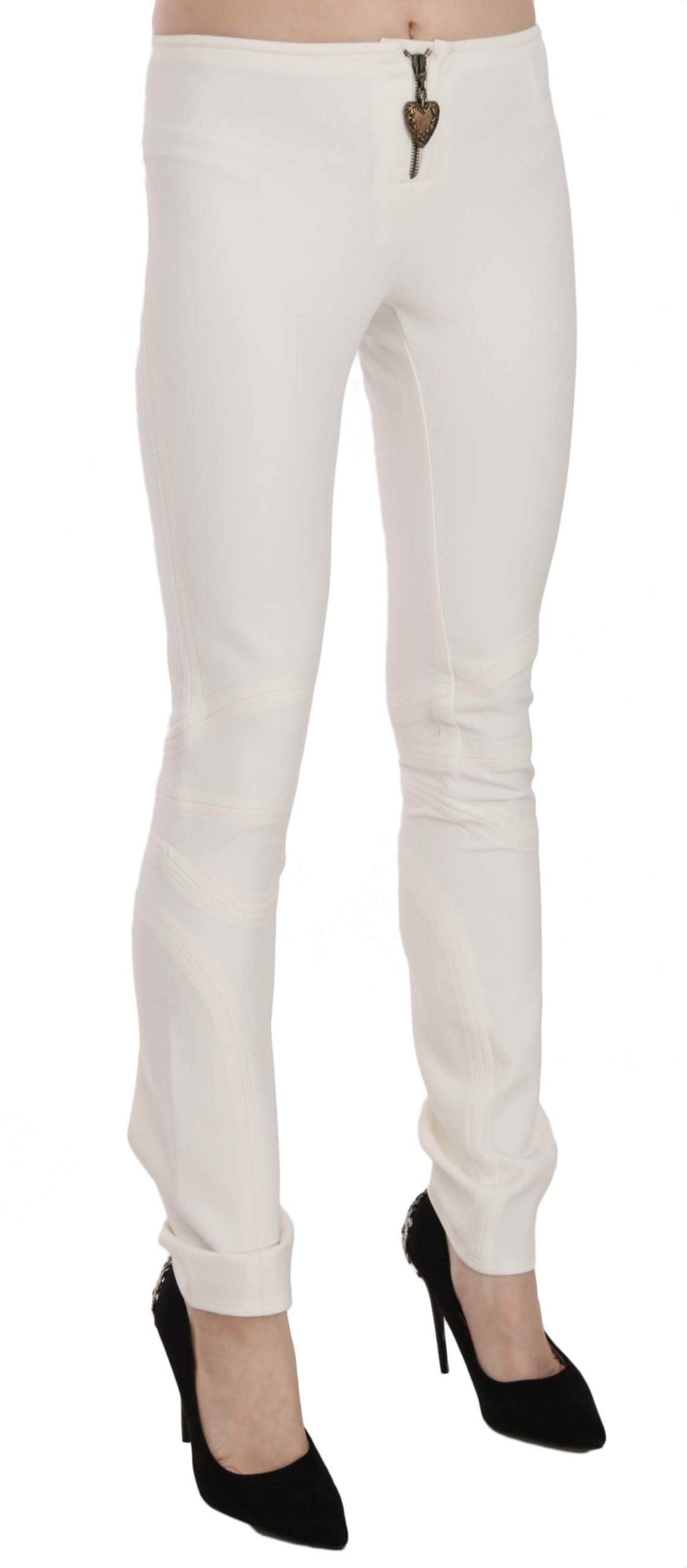 Just Cavalli White Mid Waist Skinny Dress Trousers Pants $548.00 Just Cavalli Luzworld