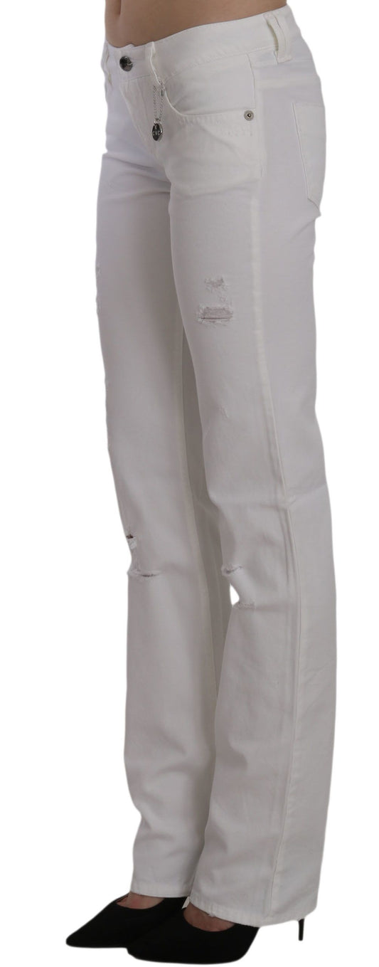 Costume National White Cotton Slim Fit Straight Jeans Pants $513.00 Costume National Luzworld