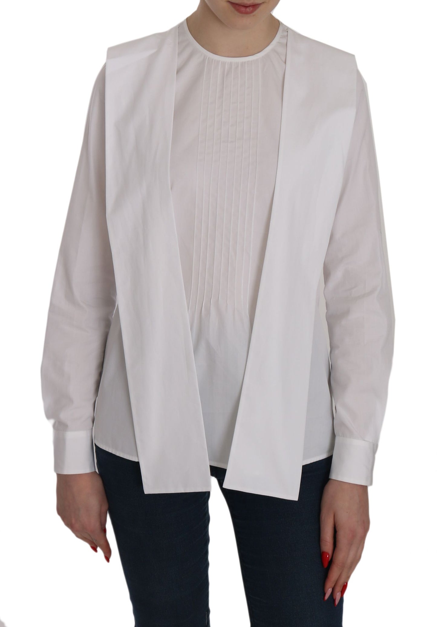 Dsquared² White Crew Neck Long Sleeve Cotton Blouse $548.00 Dsquared² Luzworld