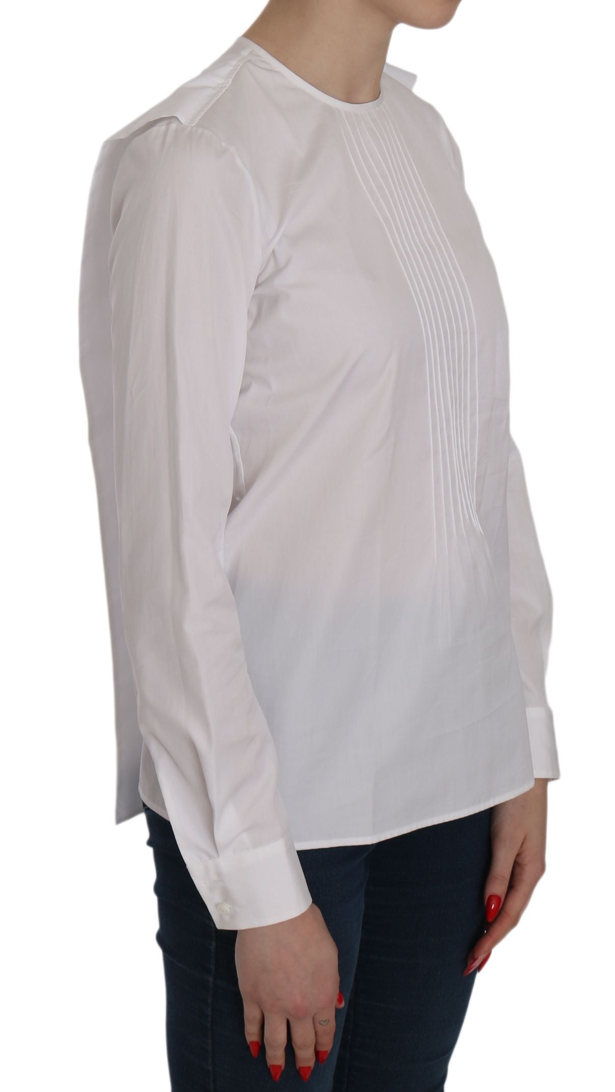 Dsquared² White Crew Neck Long Sleeve Cotton Blouse $548.00 Dsquared² Luzworld