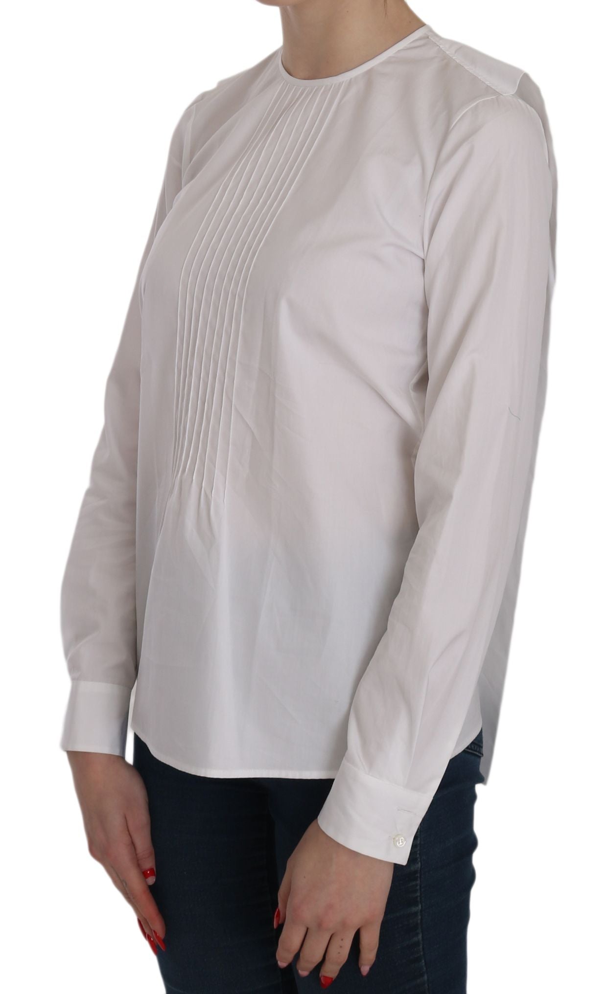 Dsquared² White Crew Neck Long Sleeve Cotton Blouse $548.00 Dsquared² Luzworld