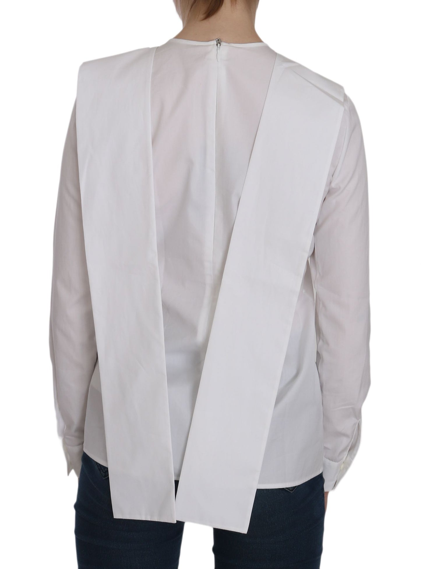 Dsquared² White Crew Neck Long Sleeve Cotton Blouse $548.00 Dsquared² Luzworld