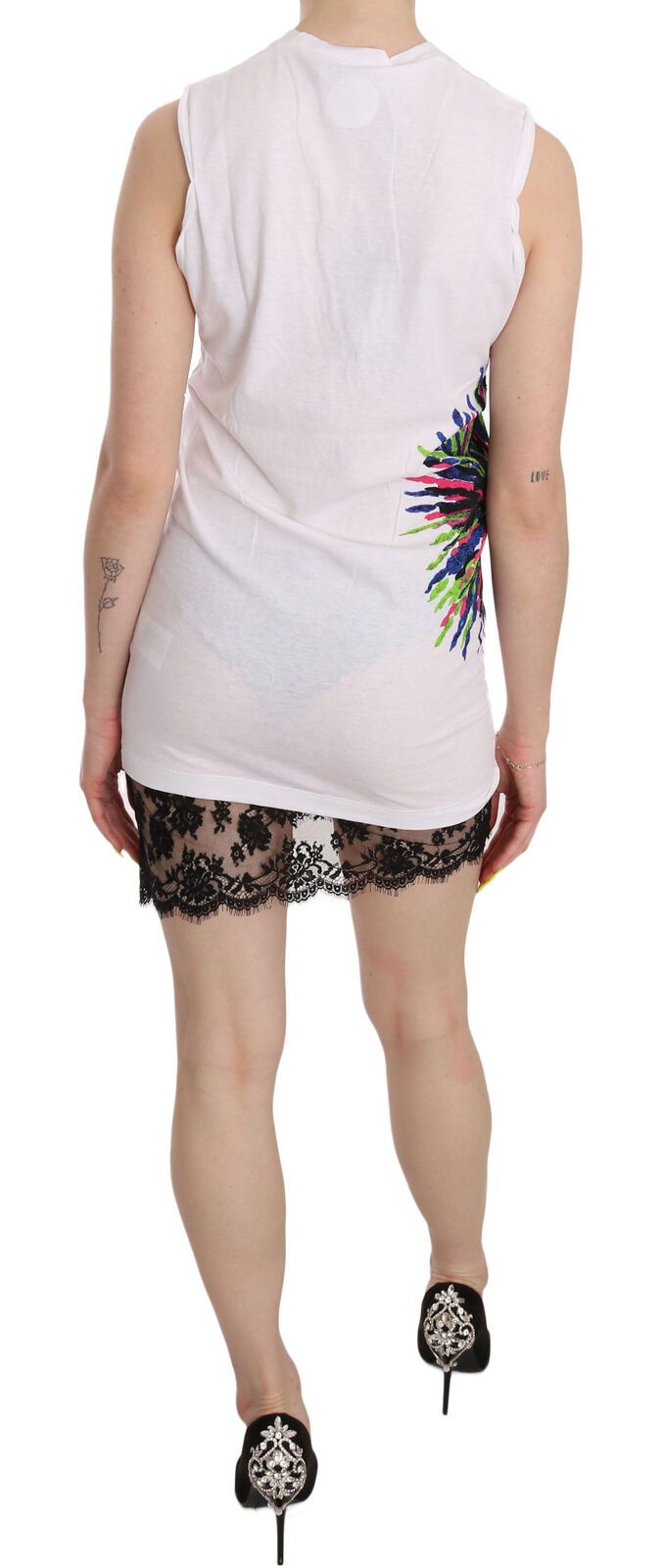 Dsquared² White Printed Crew Neck Sleeveless Bodycon Mini Dress $601.00 Dsquared² Luzworld