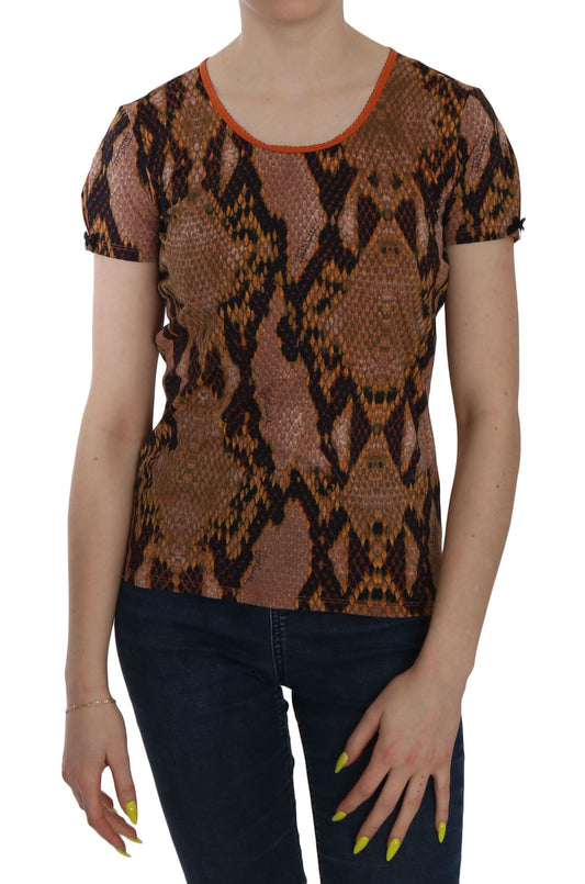 Just Cavalli Snake Skin Print Short Sleeve Top T-shirt $232.00 Just Cavalli Luzworld