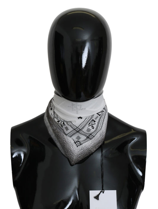 Costume National White Printed Bandana Cotton Scarf $205.00 Costume National Luzworld