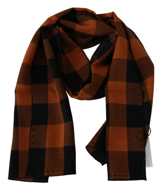 Costume National Orange Check Neck Wrap Shawl Scarf $205.00 Costume National Luzworld