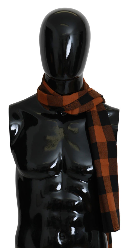 Costume National Orange Check Neck Wrap Shawl Scarf $205.00 Costume National Luzworld