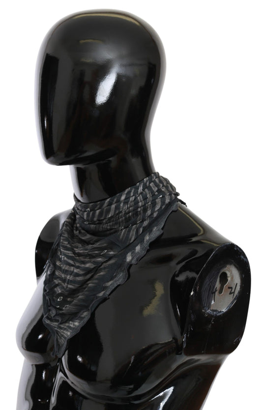 Costume National Black Gray Viscose Foulard Branded Scarf $242.00 Costume National Luzworld