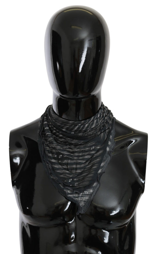 Costume National Black Gray Viscose Foulard Branded Scarf $242.00 Costume National Luzworld