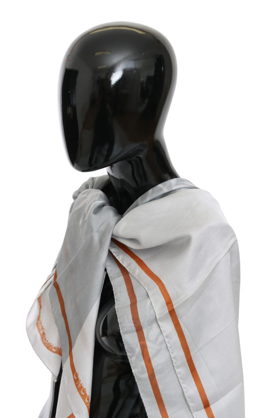 Costume National Gray Red Silk Shawl Foulard Wrap Scarf $194.00 Costume National Luzworld