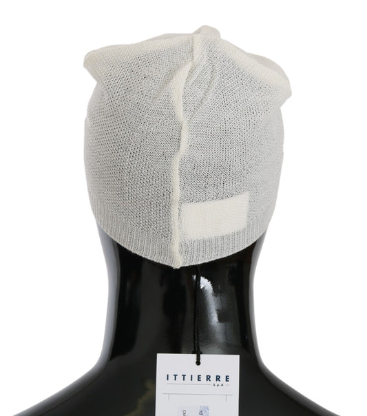 Costume National Beanie White Wool Blend Branded Hat $194.00 Costume National Luzworld