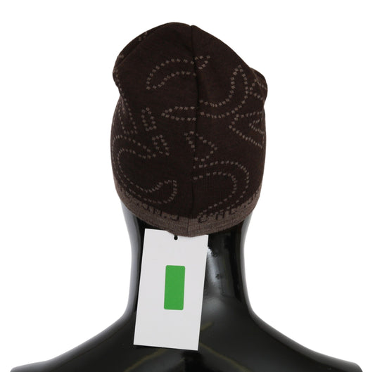 Costume National Beanie Brown Wool Blend Branded Hat $194.00 Costume National Luzworld