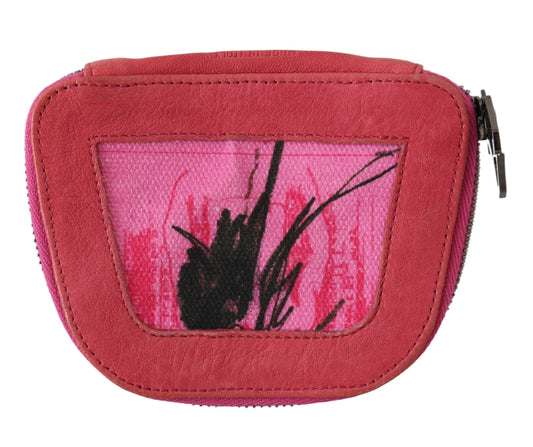 PINKO Pink Suede Printed Coin Holder Women Fabric Zippered Purse $216.00 PINKO Luzworld