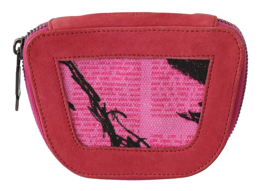 PINKO Pink Suede Printed Coin Holder Women Fabric Zippered Purse $216.00 PINKO Luzworld