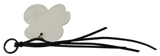 Costume National White Leather Butterfly Logo Keyring C'N'C Keychain $205.00 Costume National Luzworld