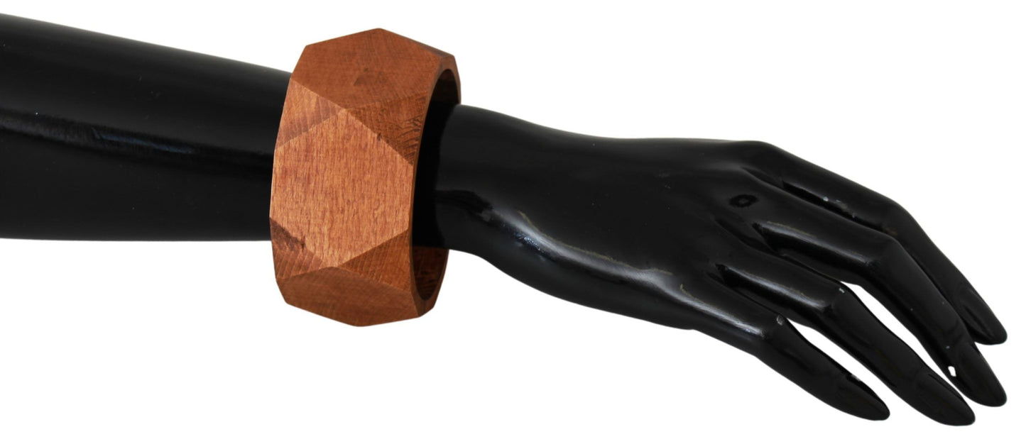 Costume National Brown Wooden Branded Bracelet $205.00 Costume National Luzworld