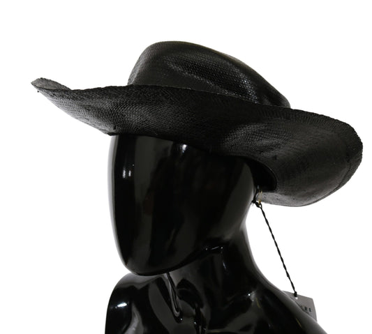 Costume National Black Wide Brim Cowboy Solid Hat $146.00 Costume National Luzworld